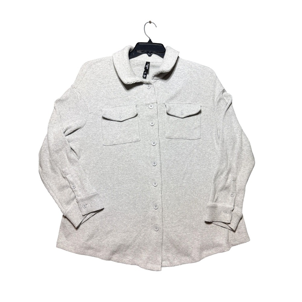 Torrid Sleep Women 00 Gray Ribbed Knit Shacket Lounge Shirt 44505702